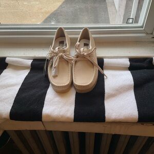 Clarks Beige Loafers with Lace Detail